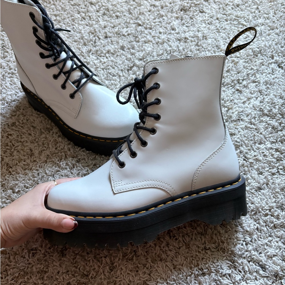 Dr. Martens White Platform Combat Boots